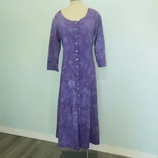 Ethereal Threads M Midi Dress Purple Tie Dye 100% Organic Cotton Festival Corset