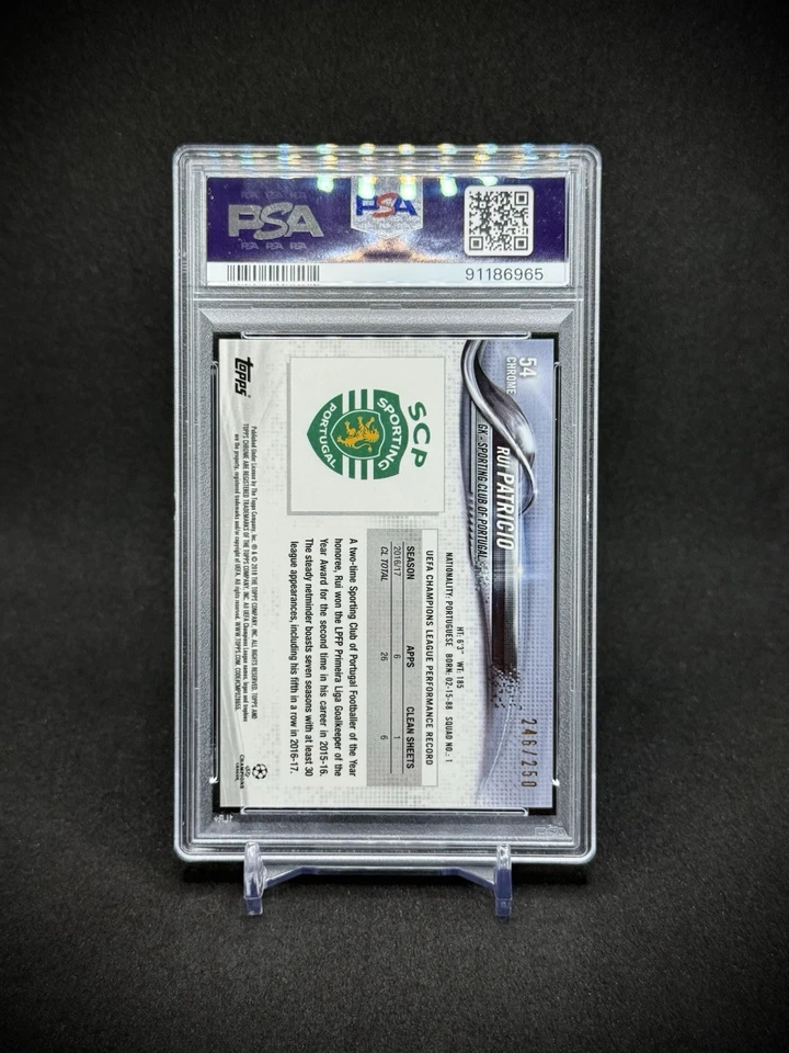 Rui Patricio 2017 Topps Chrome UCL Purple Refractor /250 PSA 10 Sporting - Image 3 of 3