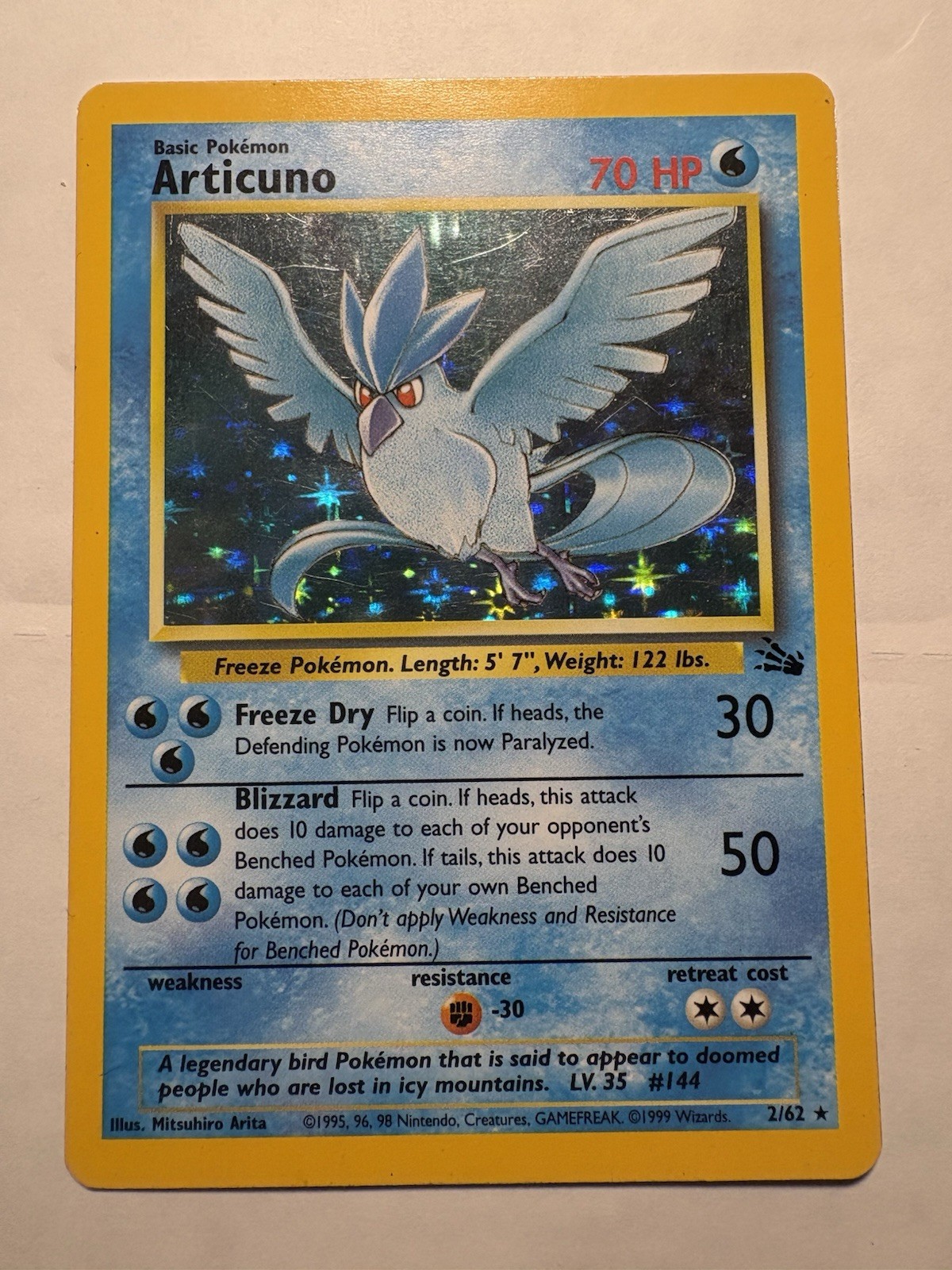 Articuno 2/62 Fossil Holo NM-