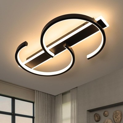 TRUWELLA 19.7'' LED Ceiling Light, 2 Rings Design Flush Mount Ceiling Light wi...