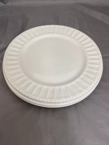 3 Gibson Beveled/Beaded White Dinner Plate 10.5" China Set Replacement Pieces