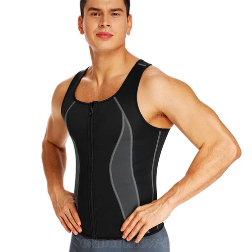 Neoprene Mens Sauna Sweat Vest Waist Trainer Gym Shirt Body Shaper Shapewear UK - Picture 14 of 37