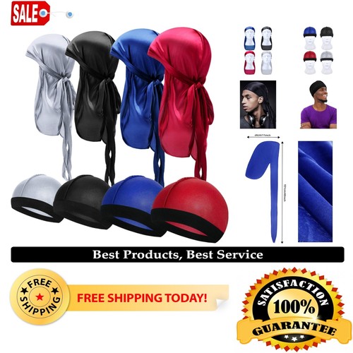 Luxurious Silk Durag Caps - 8-Piece Set with Versatile Long Tail & Wave Options