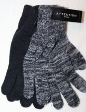 Athletech Men's Gray/Black 2-Pair Knit Liner Gloves Striped  Solid M/L