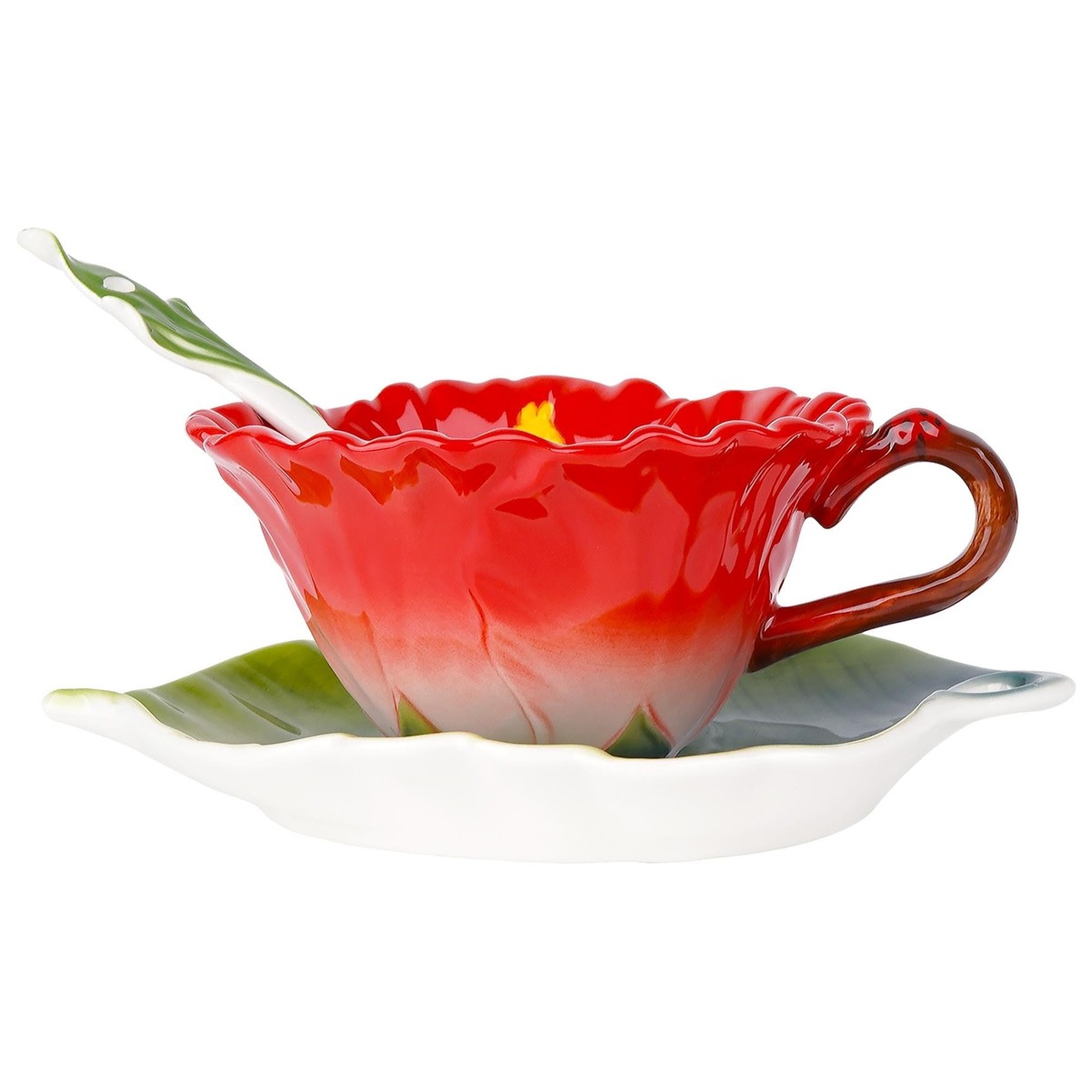  HIBISCUS ボウル 2個セット　ハイビスカス Hibiscus Flower Tea Cup and Saucer Set 6 Oz Enamel Flower