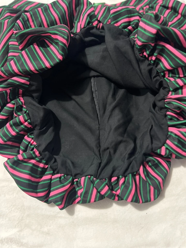 Wicked Paul Tazewell 泡泡迷你裙黑色绿色粉红色条纹全新带标签 — 第 3/4 张图片