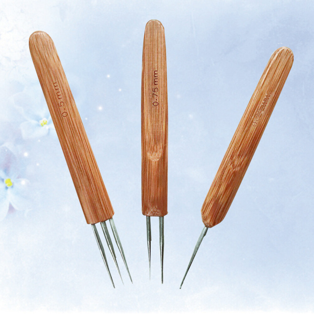 3 Pcs Kitchen Trolley Crochet Hook Dreads Carbonized Bamboo Knitting