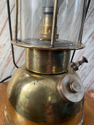 Vintage 1940's Brass Bialaddin 300x Lamp, Electric Conversion