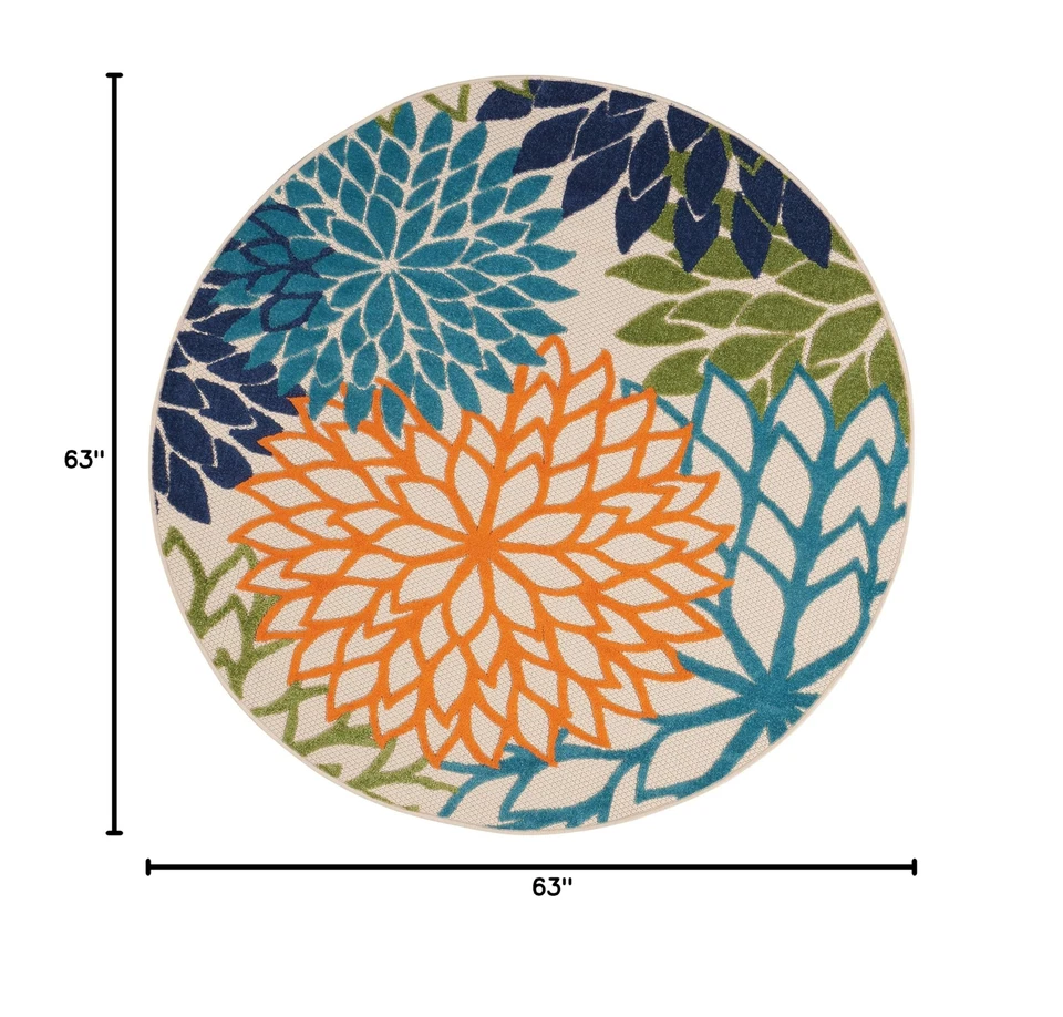 Nourison Aloha Interior/Exterior Multicolorido 5'3'' x Área Redonda--Tapete, Tropical, B... - Imagem 3 de 4