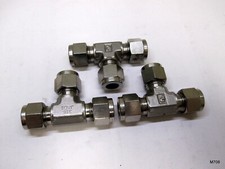 3-QTY PARKER 6ET6-316 Union Tee, 3/8'' Tube Size, Metal, 5/8'' Hex Size