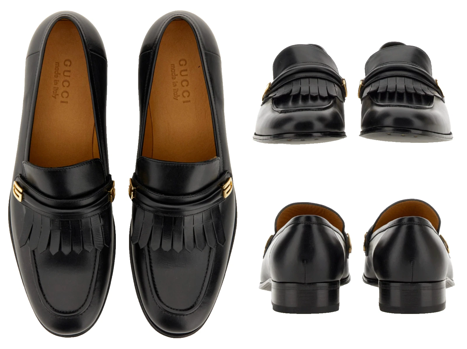 Gucci Shoes Mirrored G Gold Loafers New Waxed Slippers Sneakers Moccasin 41.5