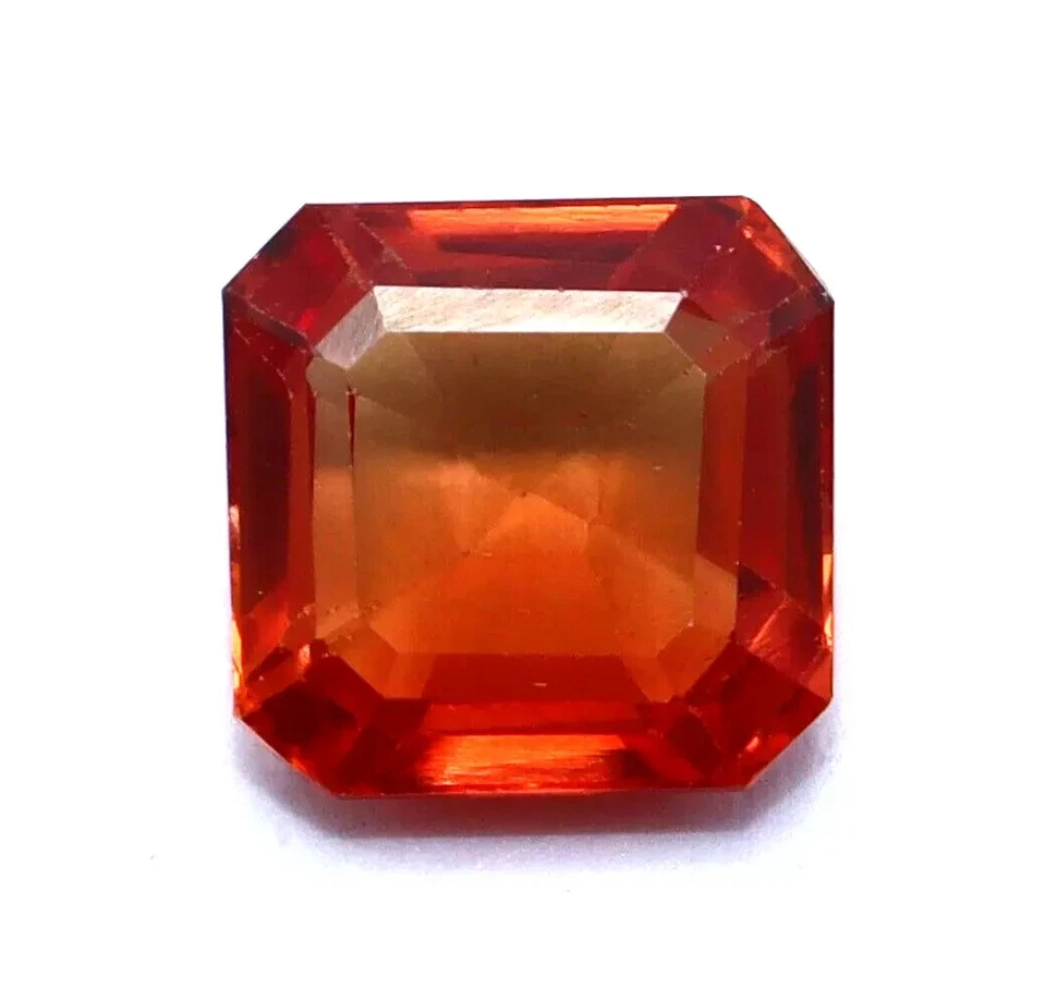 Zafiro naranja natural 4,50 quilates corte Asscher piedra preciosa suelta certificada impecable Foto 2 de 4