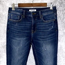 Vigoss Ace womens distressed skinny jeans size 28 stretch leg slits dark wash