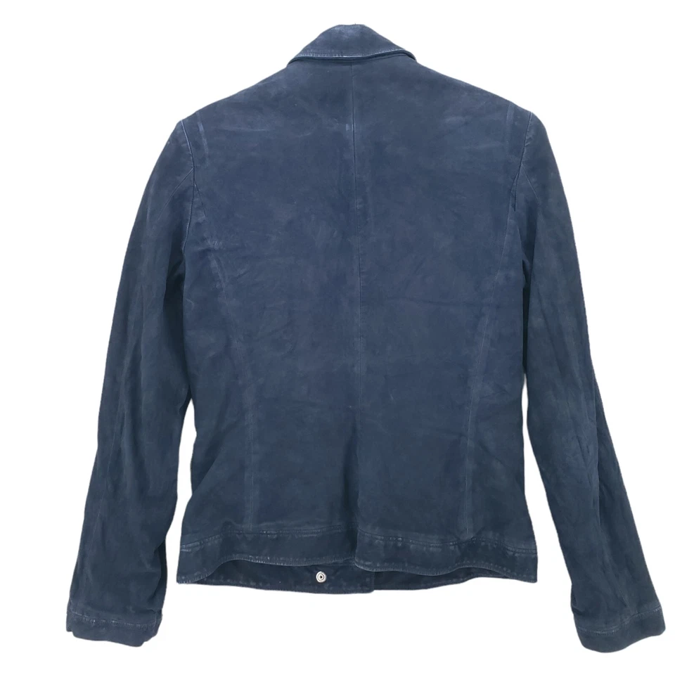 VERSUS VERSACE 2000 Collection Navy Blue Suede Leather Jacket Size 28/42 - Image 2 of 4