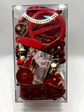 Vintage Junk Drawer Lot Red Trinkets Mixed Media Scrapbooking