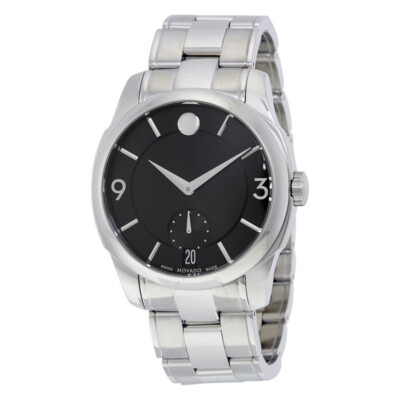 Movado Men's LX Black Dial Stainless Steel Watch Model No. 0606626, MSRP: $1036