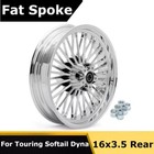 16x3.5 Chrome Fat Spoke Rear Wheel for Harley Touring Road King Glide 2000 2007