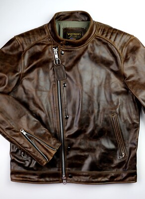 Vanson Portland Cafe Racer, sz L/XL (44), Dark Maple Bainbridge Leather Jacket