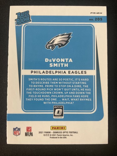 2021 Panini Donruss Optic DeVonta Smith Rated Rookie Blue Scope Prizm - Picture 2 of 2