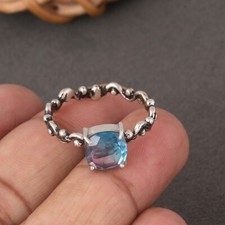 Alexandrite Wave Band Ring Engagement Sterling Silver Rings Gift For Her