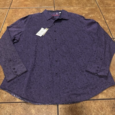 Robert Graham Shirt Mens 3XL Purple Biltmore Button Long Sleeve Floral $198