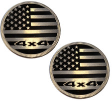 Two- American Flag 4x4 Chrome Black Metal Emblems Fender Badge For Jeep Wrangler