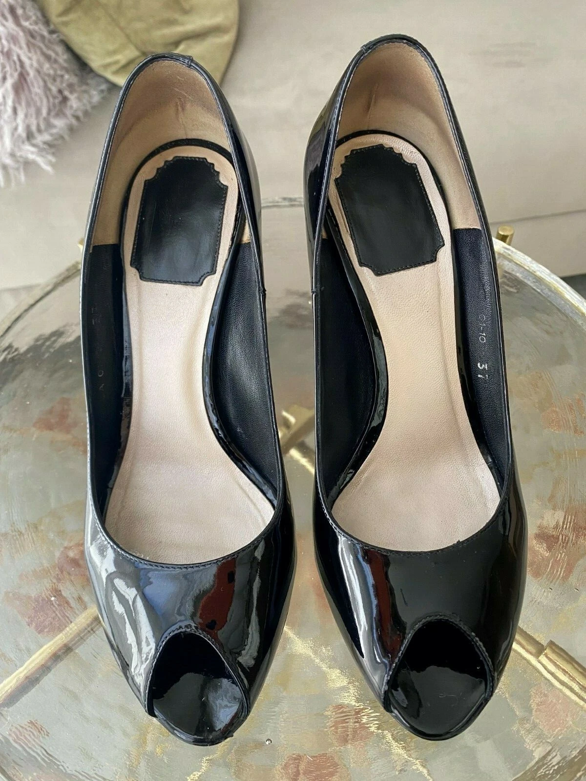 Escarpins brevetés noirs Christian Dior, taille EU 37