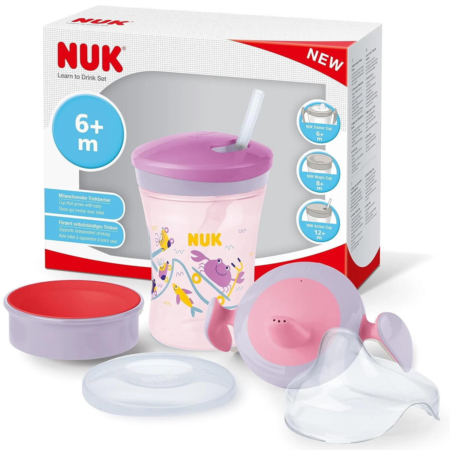 NUK 3-in-1 Drinking Learning Set with Trainer Cup Sippy Cup (6+ Months), Magic Cup 360
Opens in a ne