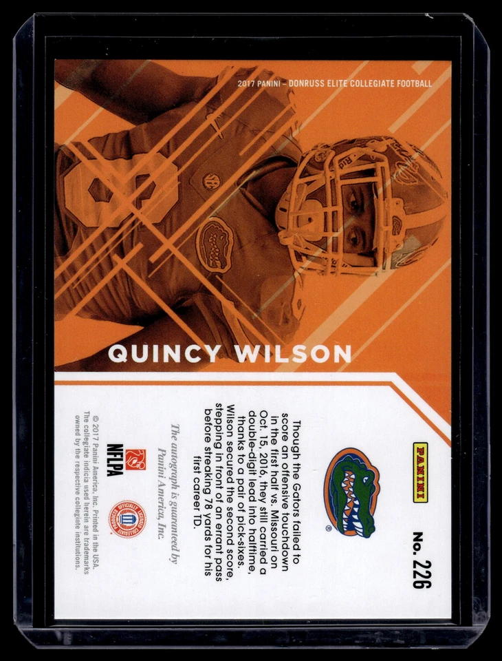 Quincy Wilson 2017 Panini Elite Draft Picks Rookie Autograph Card  #226 - Image 2 of 2