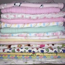 Cotton Flannel Muslin Vintage Baby Receiving Blankets Girl Boy Various Size