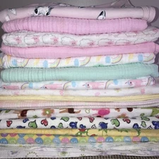 Cotton Flannel Muslin & Vintage Baby Receiving Blankets Girl Boy Various Sizes