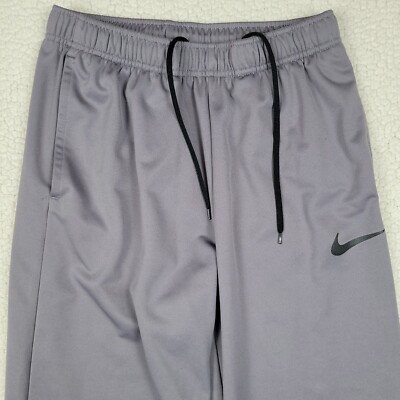 Nike Sweatpants Men s Medium Gray Pockets Gym Swoosh *READ