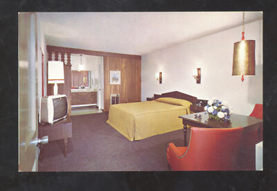 NEEDLES CALIFORNIA HYATT CHALET MOTEL INTERIOR ROUTE 66 ADVERTISING POSTCARD