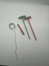 Vtg Dollhouse Horseshoe Craft Plastic Bat Mallet Croquet Barbie Cracker Jack Toy