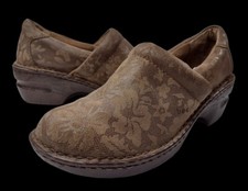 Women's Born Boc Clog Floral Flowers Clogs Size 8-8.5 Tag 8.5 Brown CLEAN