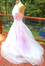 Lt. Purple Lace Rhinestone Formal Evening Prom Dress Gown size S