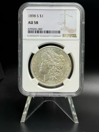 1898-S Silver San Francisco Mint Morgan Dollar - NGC AU58 - $1