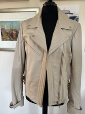 Bnwt Bibaxtess Daly Stone Leather Jacket Size 16