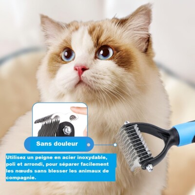 Peigne pour chien en acier inoxydable, coupe Double face, outils de toilettage, épilateur