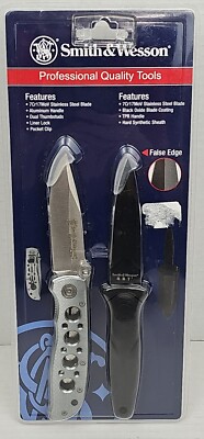 Smith & Wesson 1105619 On/Off Duty Fixed Blade & Linerlock Folding Knife Combo