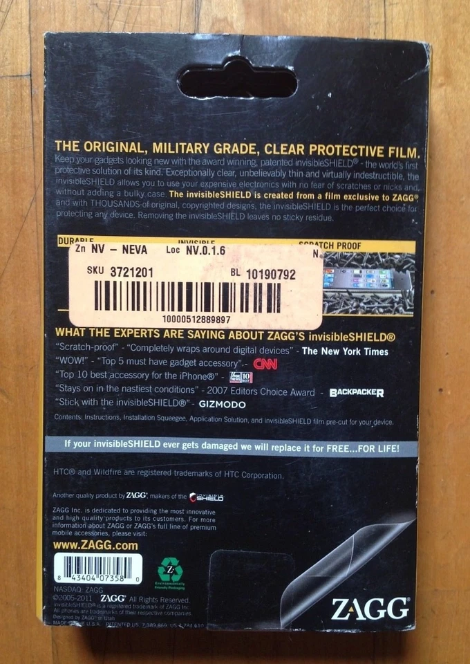 Protetor de tela/protetor de tela invisível ZAGG para tela HTC Wildfire - Imagem 4 de 4
