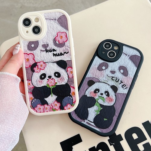 For iPhone Samsung OPPO Xiaomi Cute Panda Case Cartoon Lovers Phone Cover Back - Picture 1 of 13