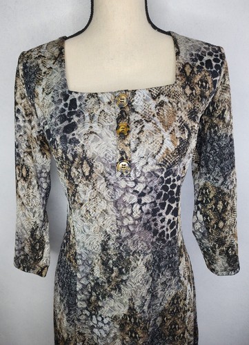 Chenault Kleid Animal Print knielang quadratischer Ausschnitt dehnbar Größe Medium - Bild 3 von 10