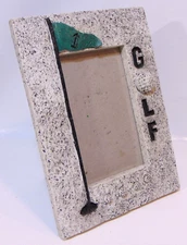 Golf Photo Picture Frame Heavy Shadowbox 4.25 x 2.5 Tee Hole Ball Ceramic Nice