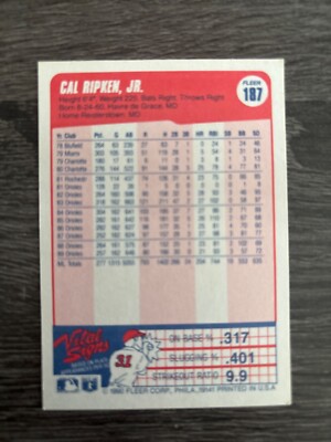 1990 Fleer Cal Ripken, Jr #187 Baseball Card | eBay
