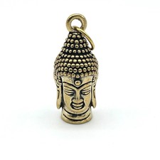 Chinese Antique Collectibles Bronze Buddha Head Statue Pendant Key Chain Statue