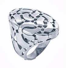 STAINLESS STEEL LARGE FASHION STATEMENT OVAL RING, SIZE-8