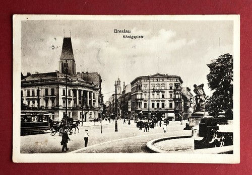 AK BRESLAU 1929 Königsplatz mit Strassenbahn und Pferdekutschen ( 79826