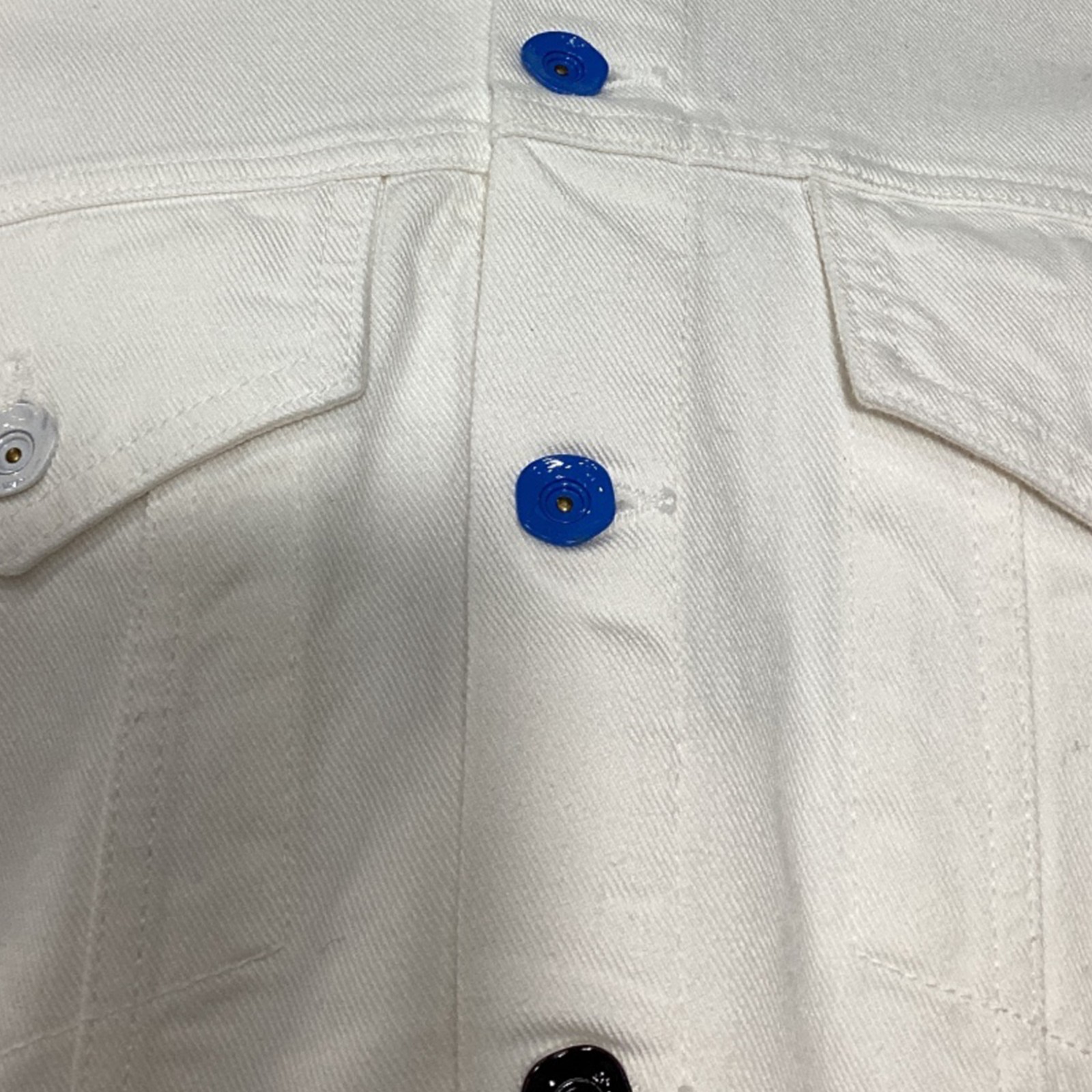 Off-White Cropped Multicolor Button Jacket In Whi… - image 2