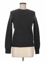 NWT Polo Ralph Lauren Women M ITALY Wool Cashmere Sweater Basic Purple Pony SOFT